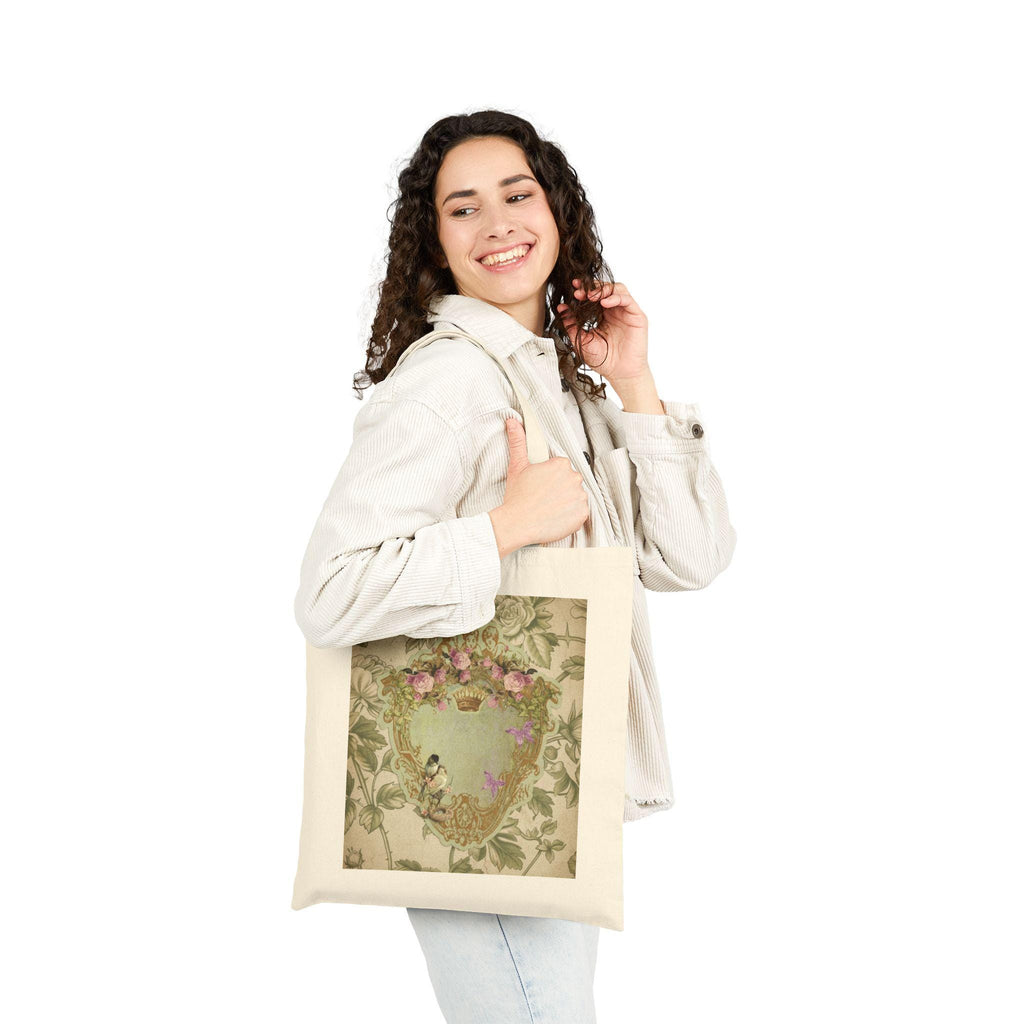 Vintage personalized Cotton Canvas Tote Bag - Green Toile