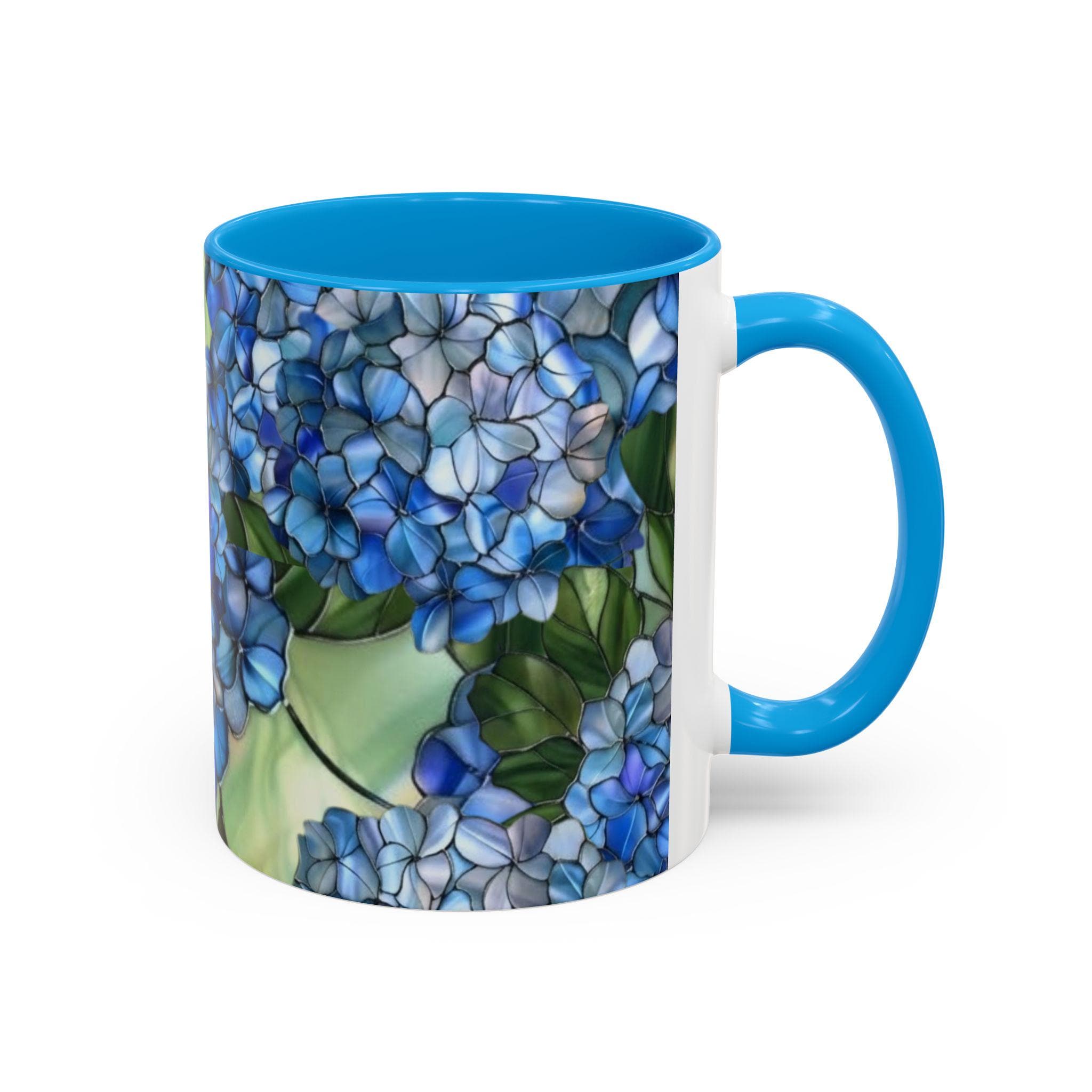 Blue Hydrangea Floral Mug | 11oz 15oz Ceramic Coffee Cup