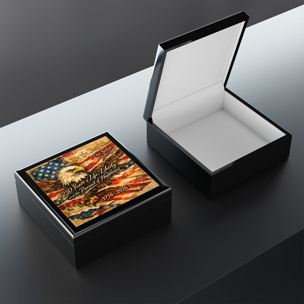 American 250th Anniversary Patriotic Jewelry Box | Veteran Keepsake