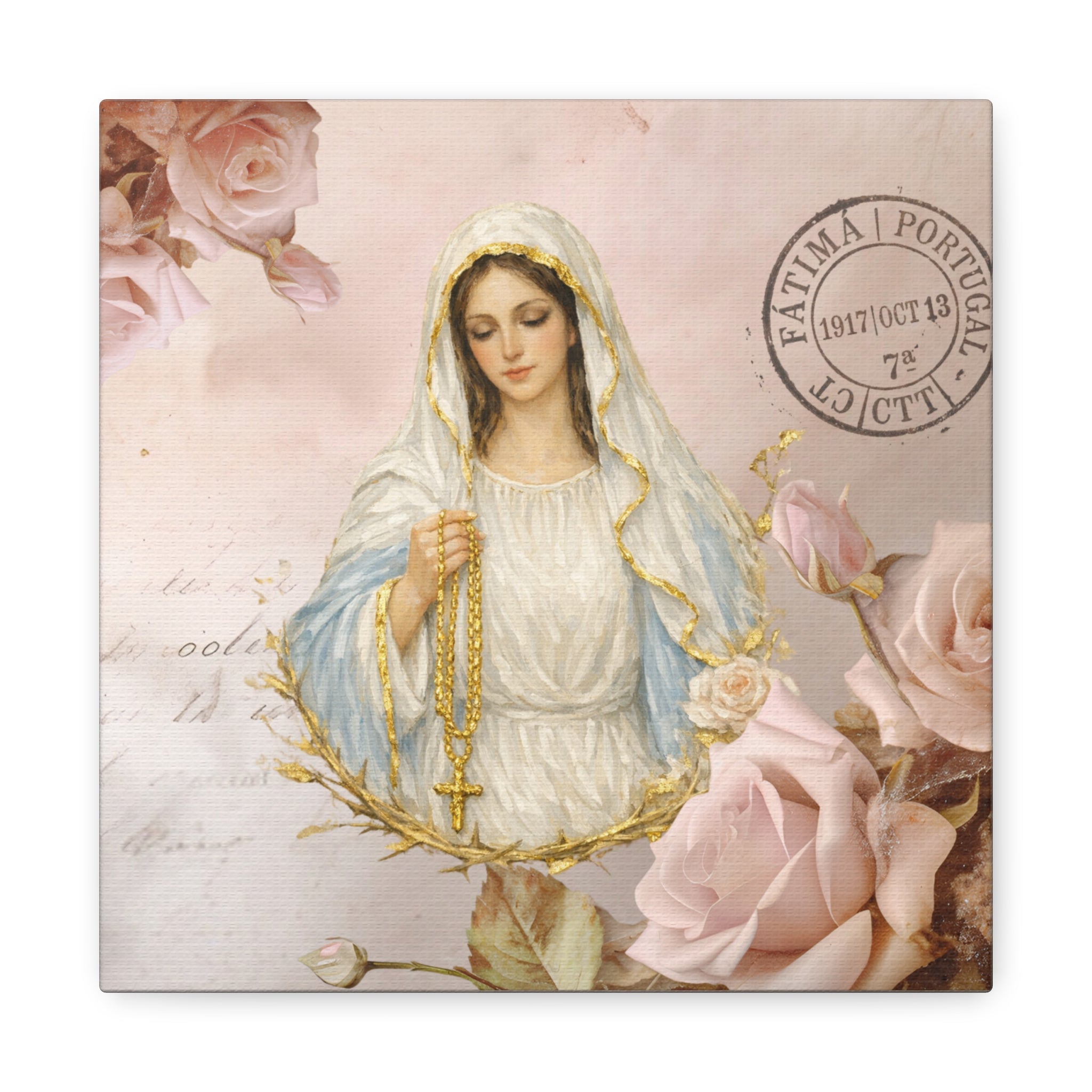 Our Lady of the Rosary Vintage Canvas Wall Hanging Matte Canvas, Stretched 1.25"