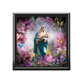 Virgin Mary Floral Illustration Jewelry Box | Madonna In Heaven Keepsake Trinket Chest