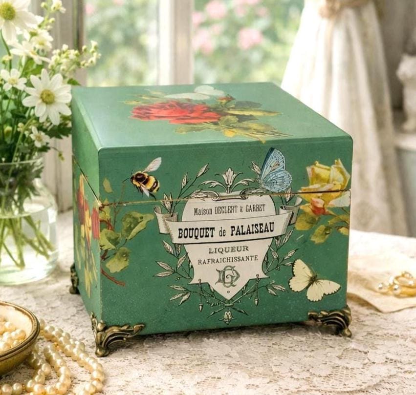 Cottagecore Jewelry Box: Small Tourmaline Vintage Jewelry Storage