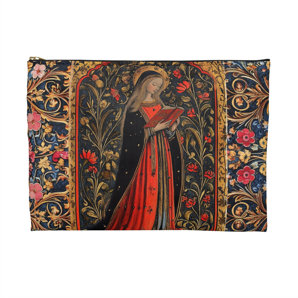 Medieval Madonna Illustration Accessory Pouch | Vintage Religious Art, Rosary Keeper