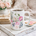 French Ceramic Mug French coffee Cup Elegant Flower Design Coffee Cup for Tea Lovers, Great Gift for Birthdays, Weddings, and Anniversaries