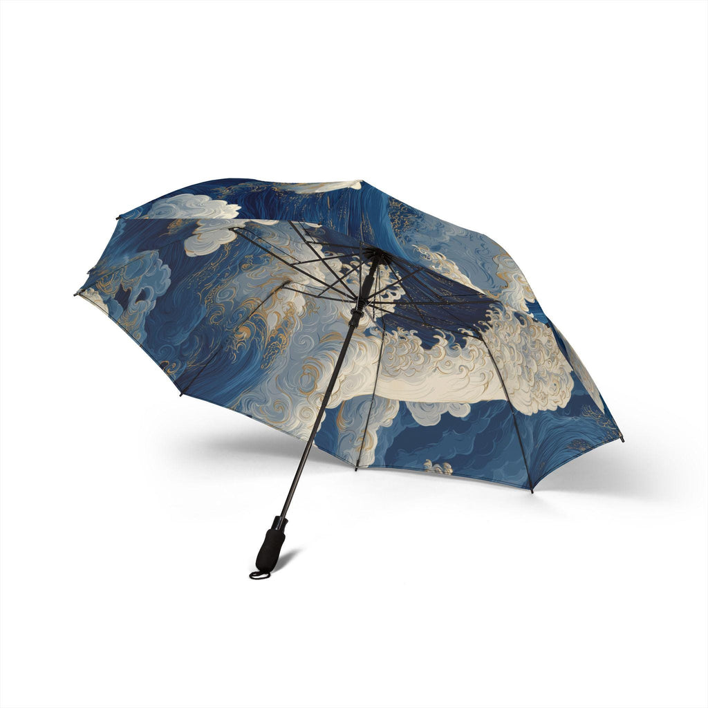 Japanese Ocean Wave Cloud Pattern Umbrella | Blue Swirl Storm Art