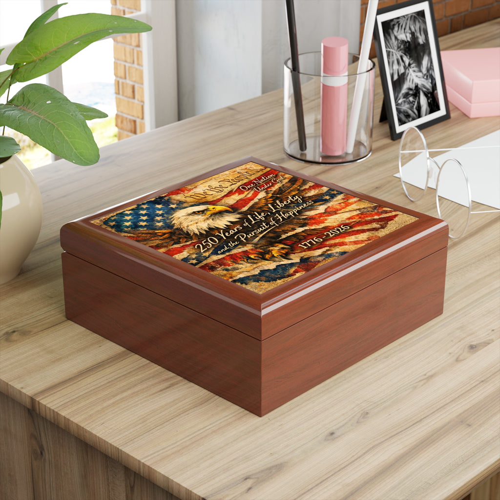 American 250th Anniversary Patriotic Jewelry Box | Veteran Keepsake