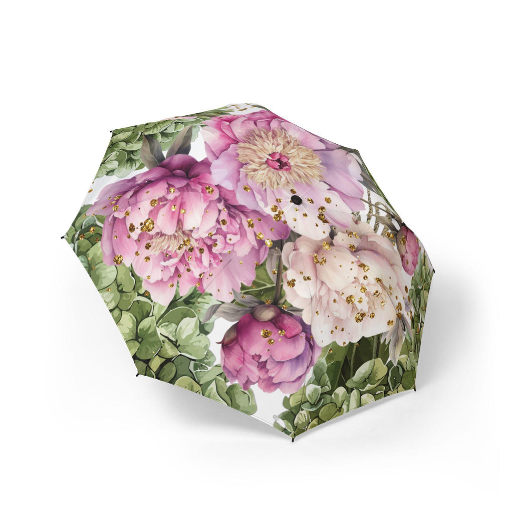 Hydrangea and Peonies Automatic Foldable Umbrella | Floral Rain Parasol