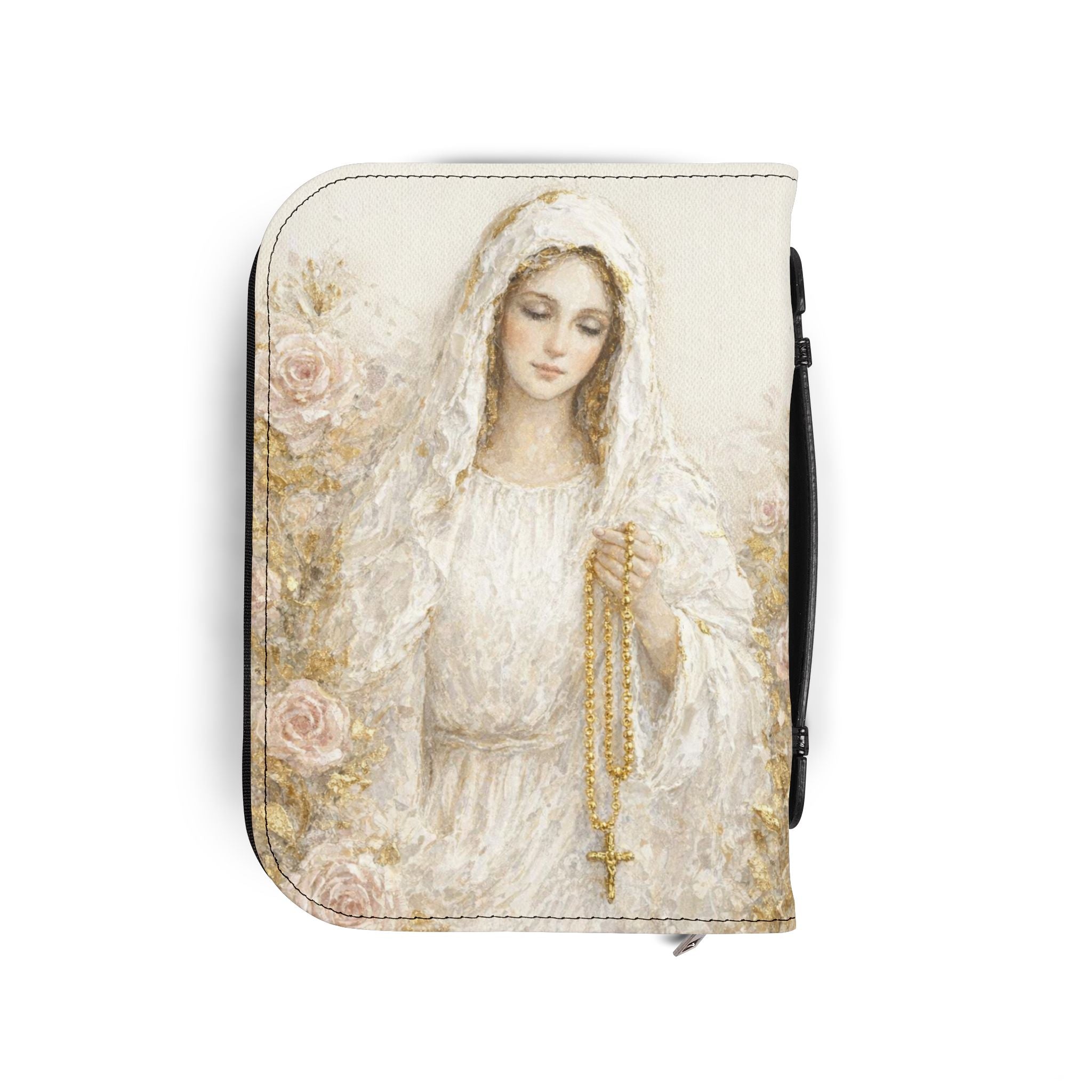 Our Lady of the Rosary Bible Cover | Zippered Scripture Organizer | Bible Carrying Case