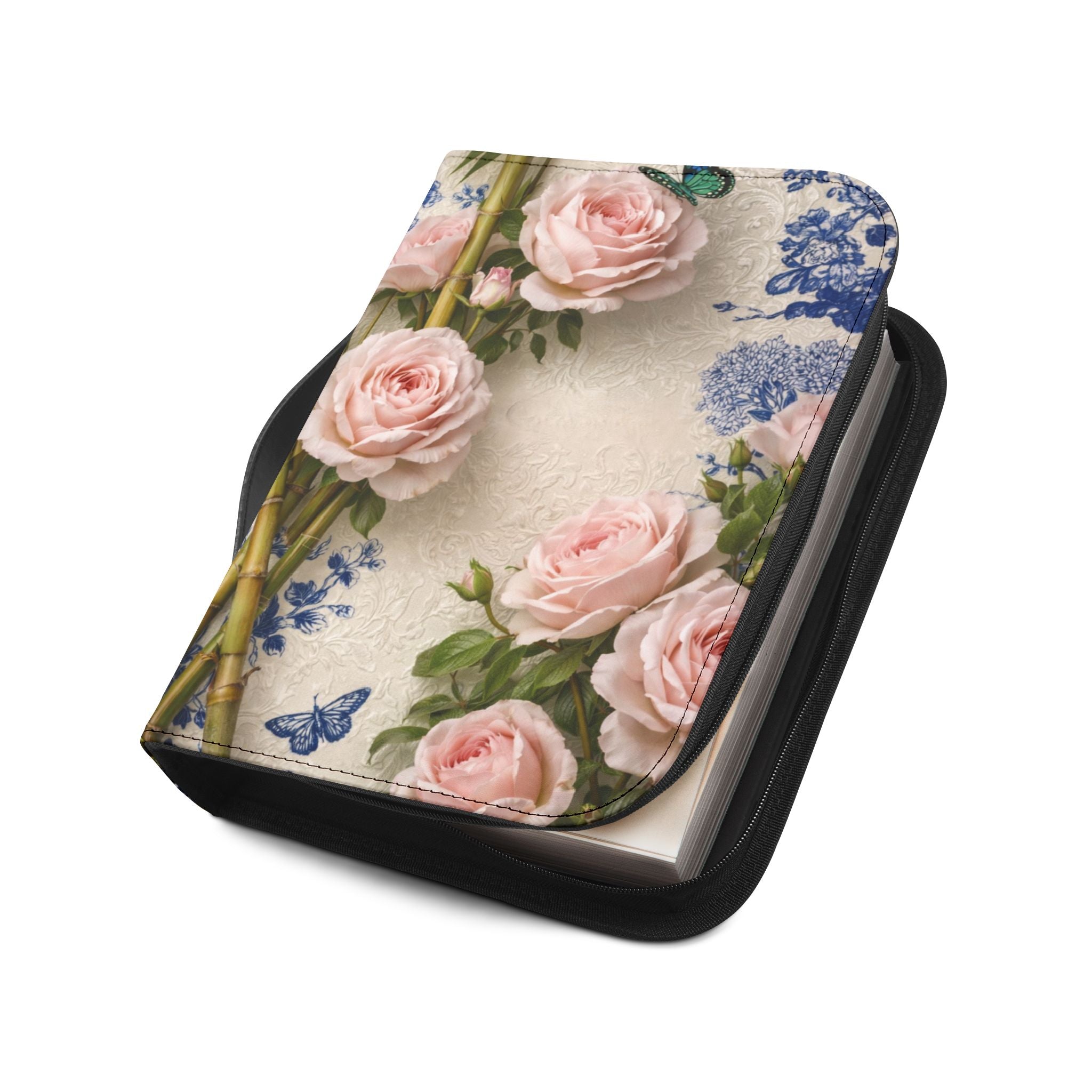 Guatemalan Roses Bible Cover | Zippered Missal Cover with Handle | Personalized Bible Case