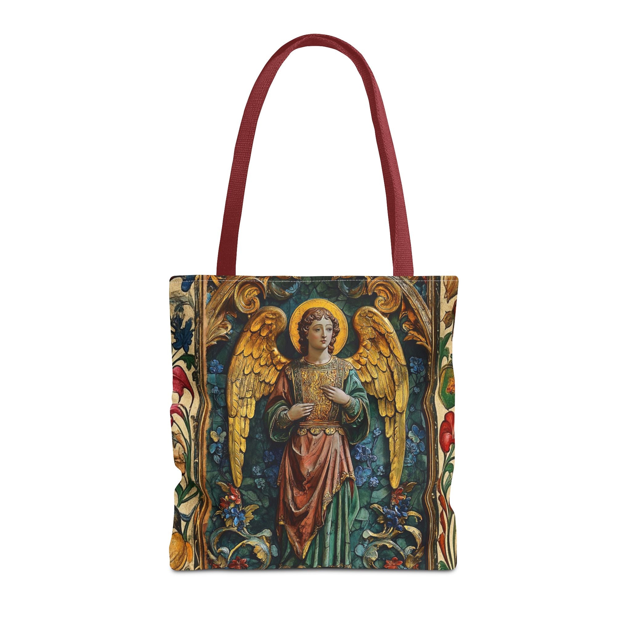 Medieval Manuscript Angel Tote | Ornate Religious Artwork, AOP Shoulder Bag Gift for Catholic