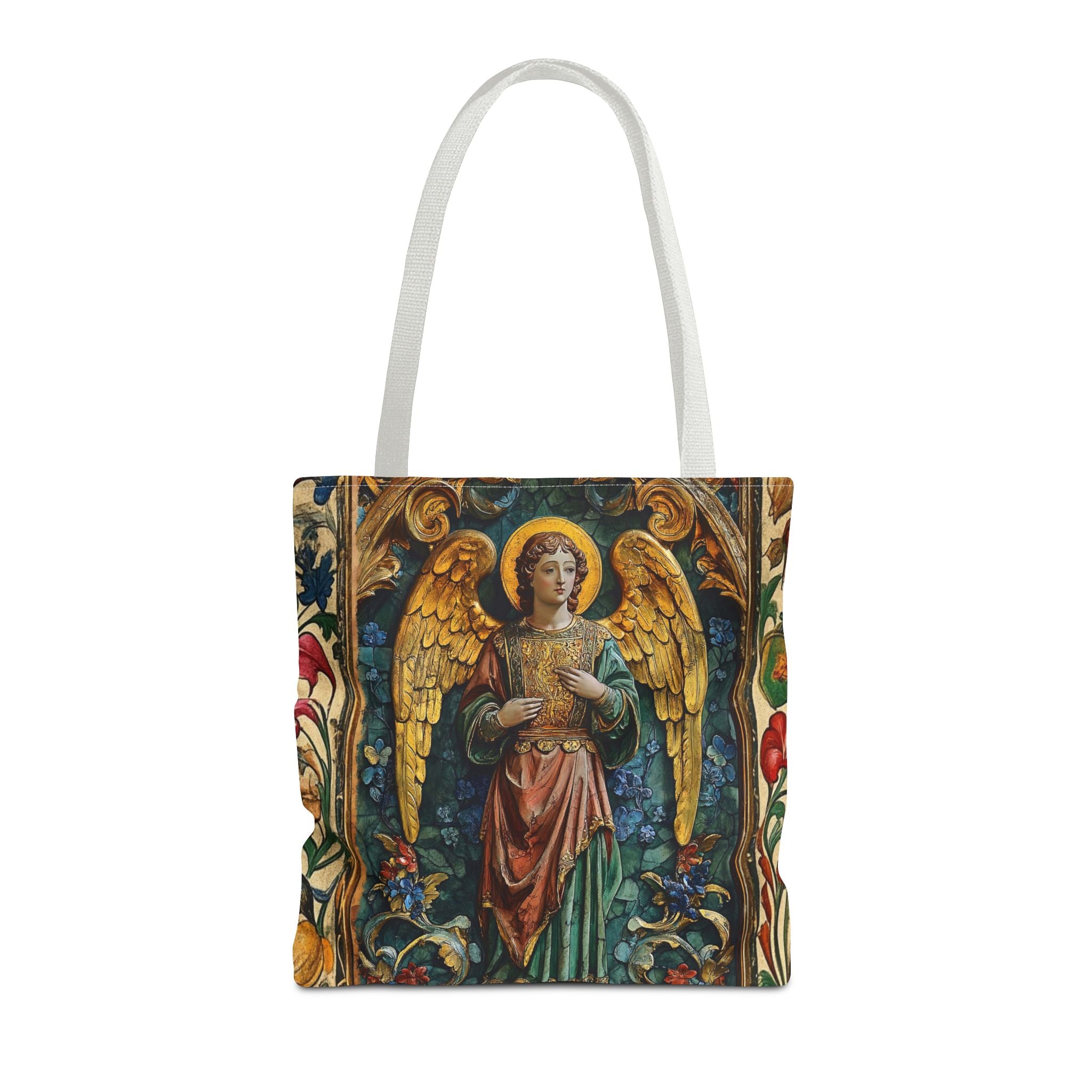 Medieval Manuscript Angel Tote | Ornate Religious Artwork, AOP Shoulder Bag Gift for Catholic