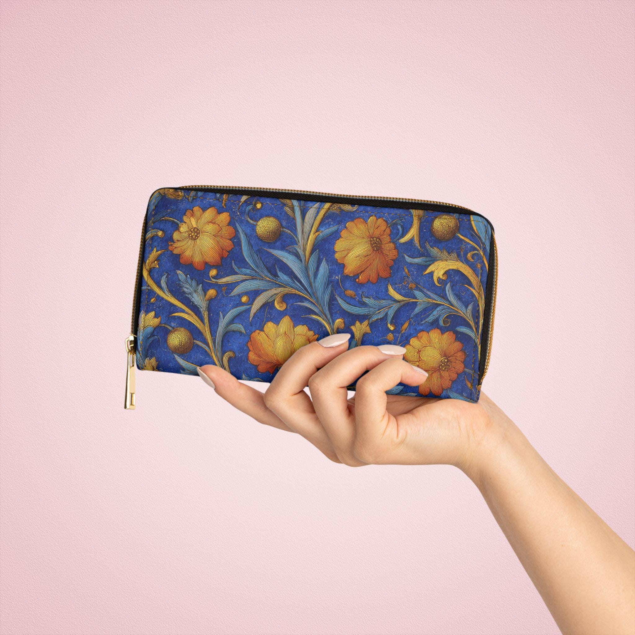 Florentine Floral Zipper Wallet | Classic Italian Pattern Clutch Purse