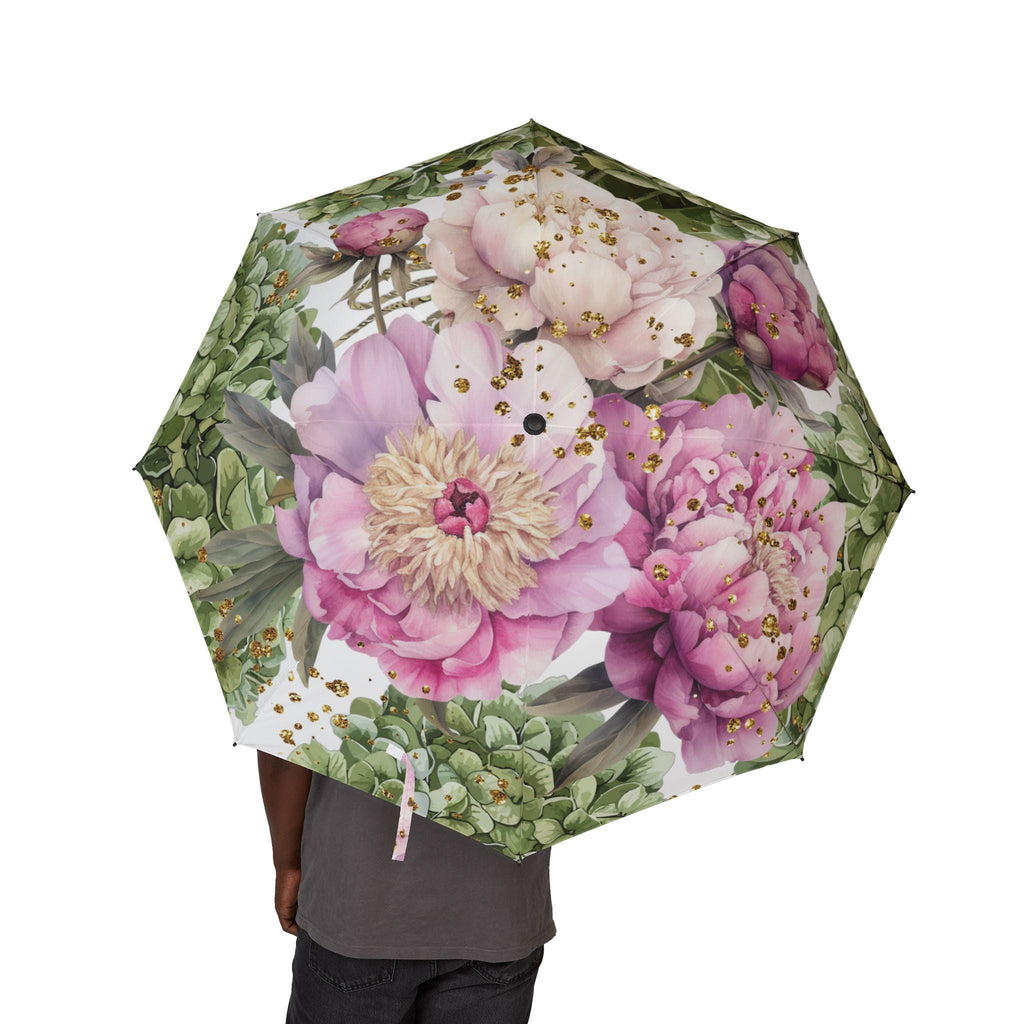 Hydrangea and Peonies Automatic Foldable Umbrella | Floral Rain Parasol