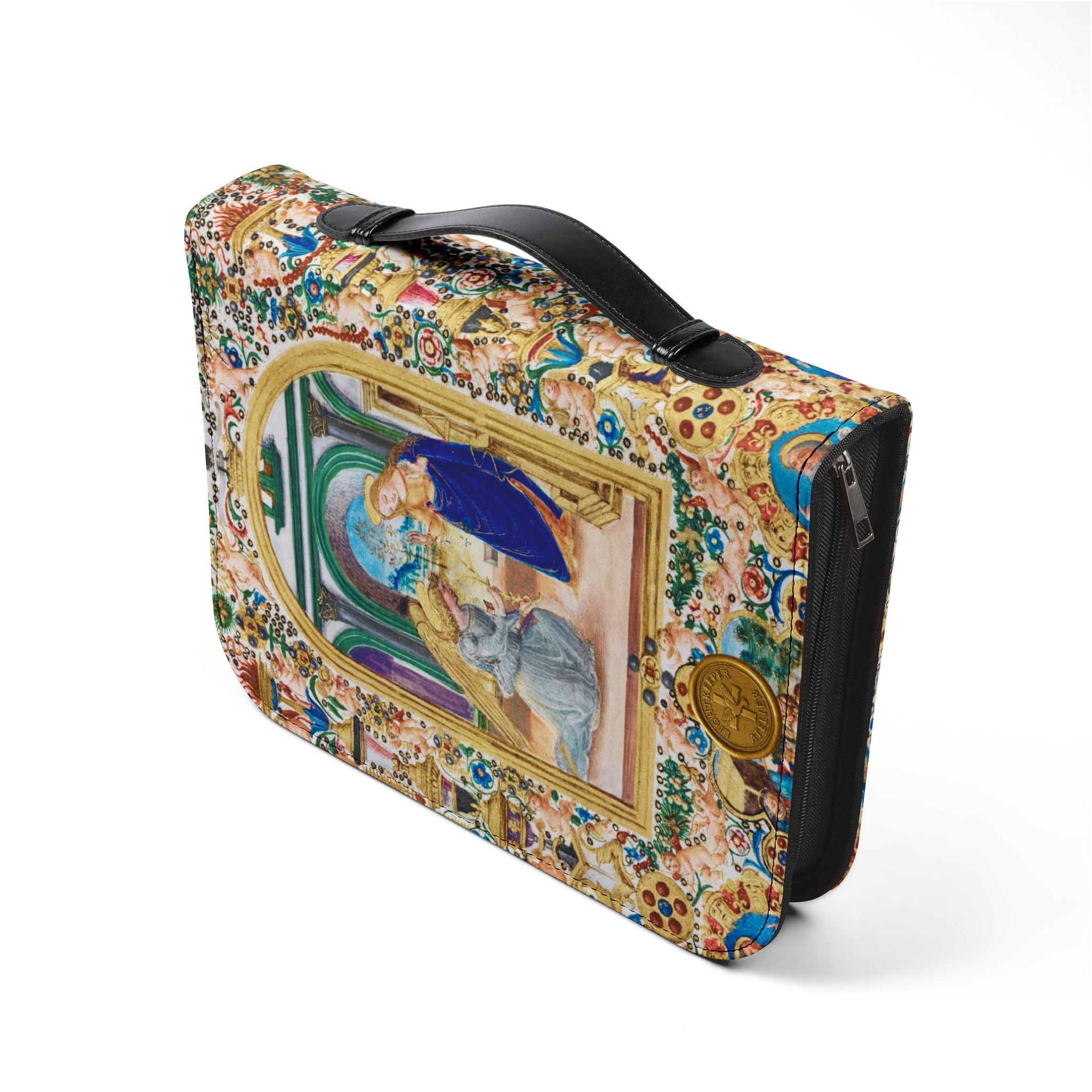 Virgin Mary Floral Icon Bible Cover | Zippered Scripture Holder Gift for Christian woman