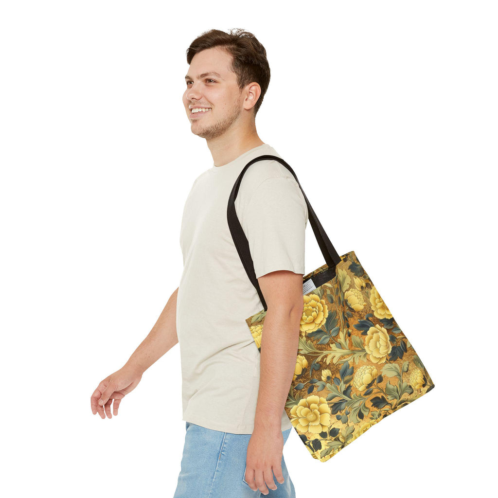 Willaim Morris Tote Bag | Golden Botanical Bible Study Accessory | Christian Shoulder Bag