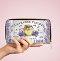 Botanical Lavender & Honey Bee Wallet, Zipper Women's clutch, Coin Purse