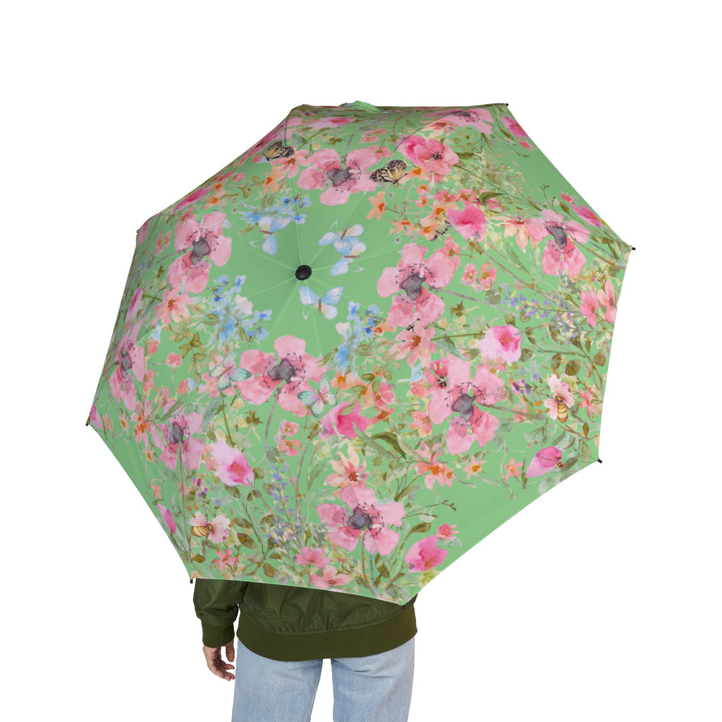 Wildflower Meadow Umbrella Foldable Floral Rain Protection Travel Accessory Gift