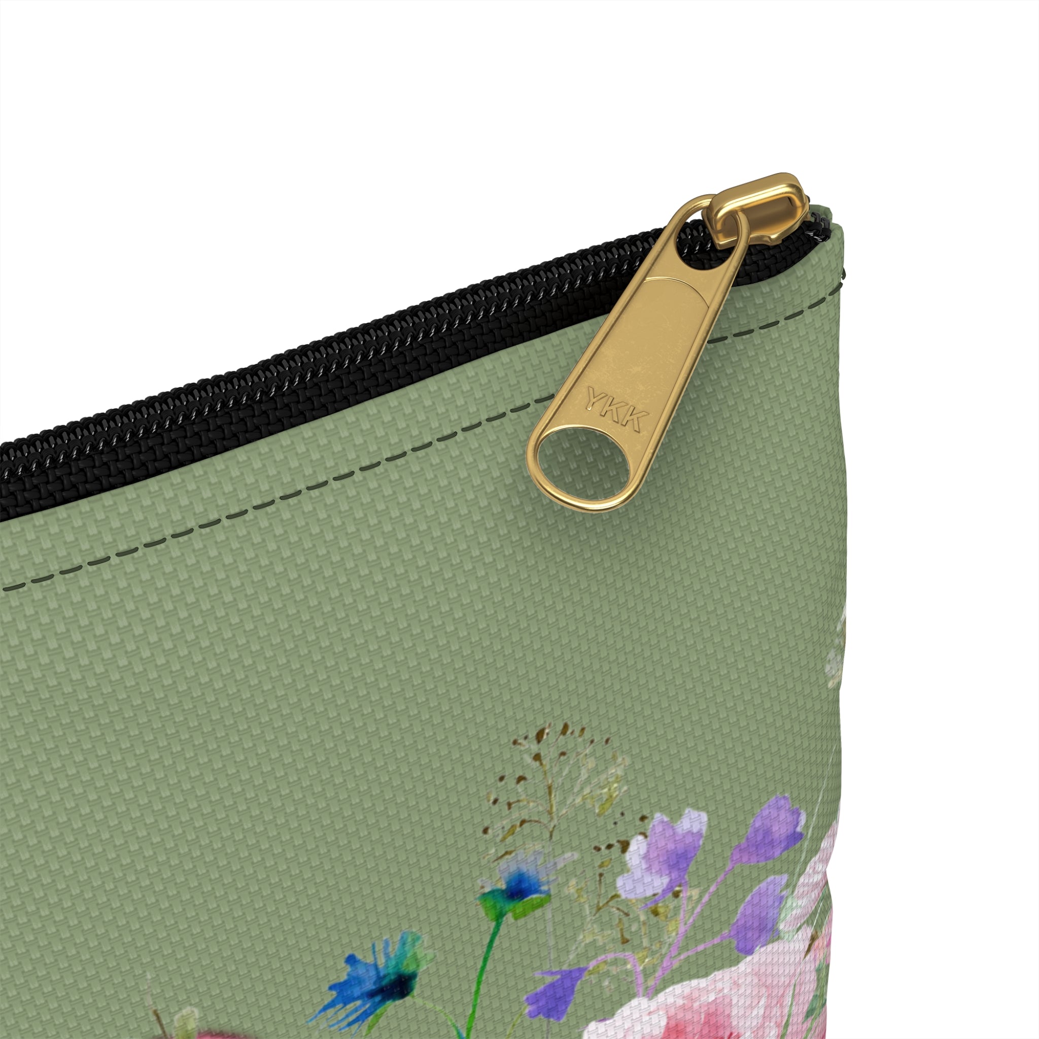 Sage Green Cottagecore Bag Meadow Flowers Pouch, Floral Accessory Bag Gift for Women, Romantic Gift for Her, Cottage Core Accessories