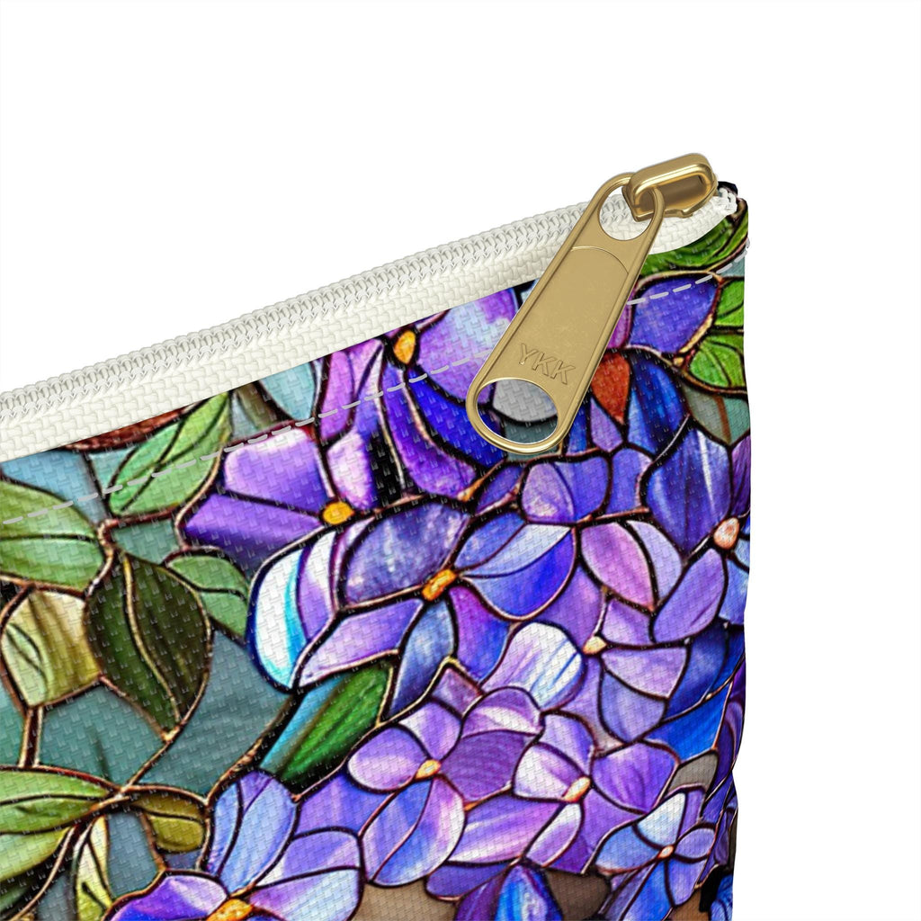 Wisteria Floral Accessory Pouch | Stained Glass Garden Print Zipper Bag