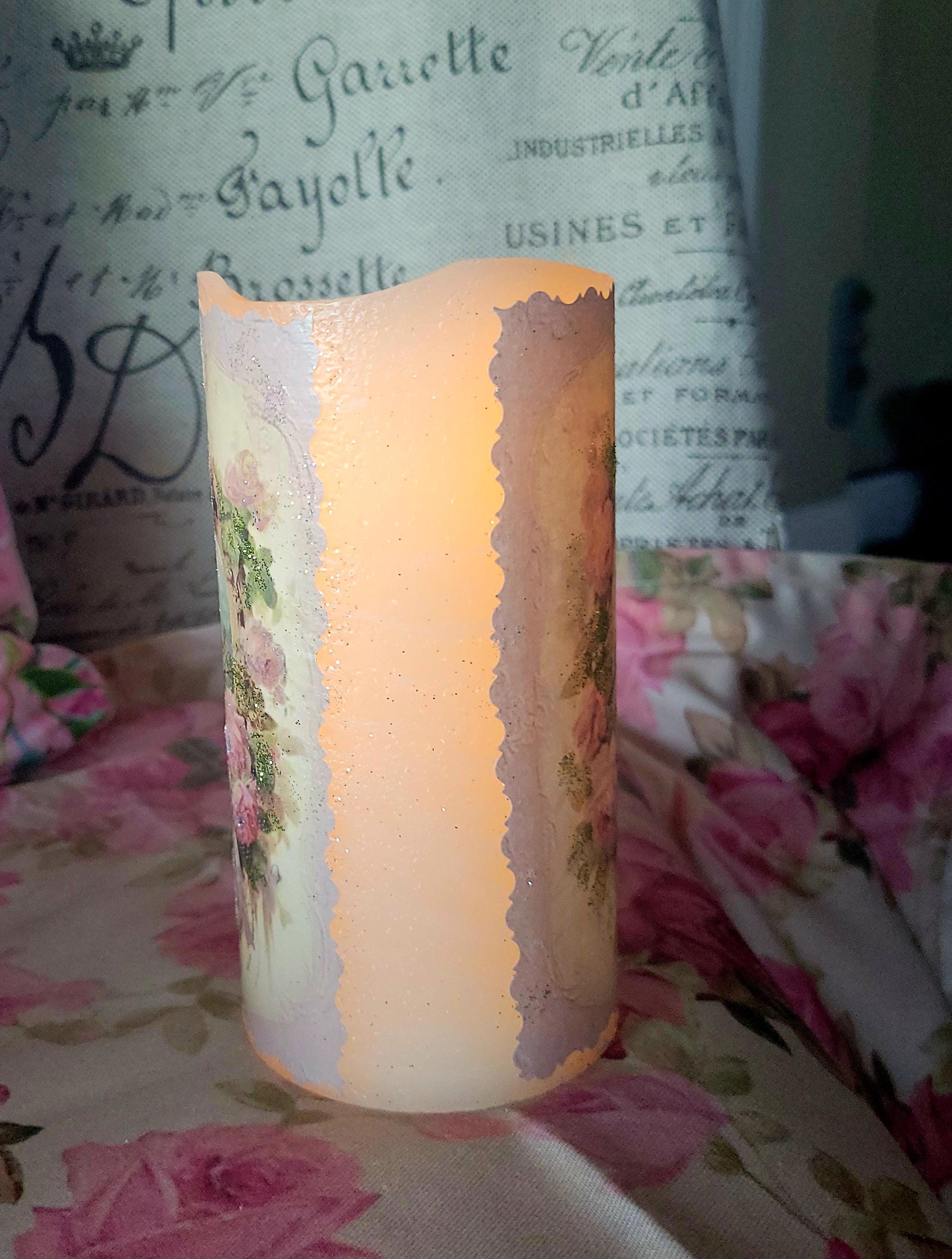 Victorian Bird LED Wax Pillar, Decorated Flameless Candle Centerpiece, Candle Decor