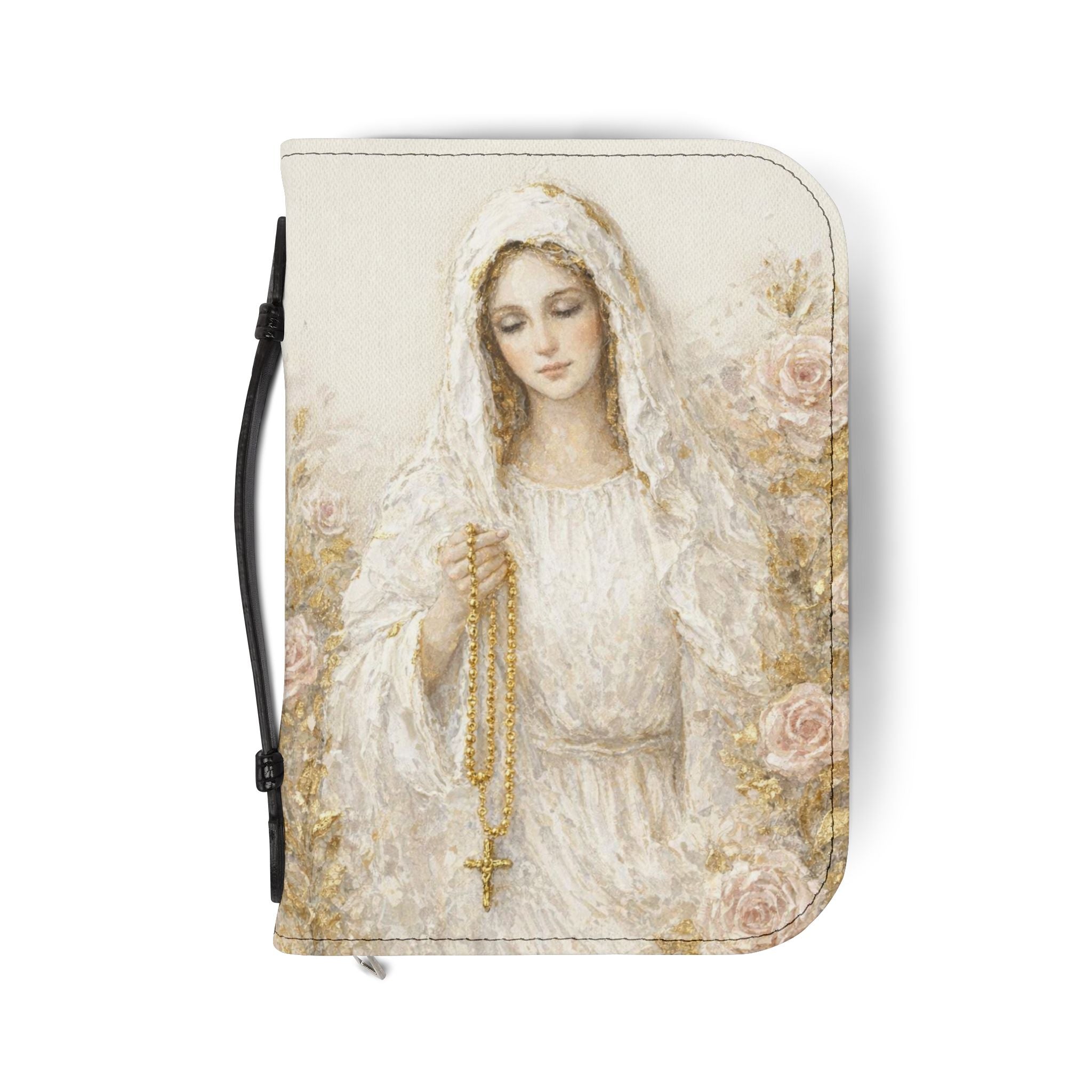 Our Lady of the Rosary Bible Cover | Zippered Scripture Organizer | Bible Carrying Case