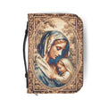 Sepia tone Madonna and Child Bible Cover | Religious Scripture Bible Zippered Case Catholic Gift