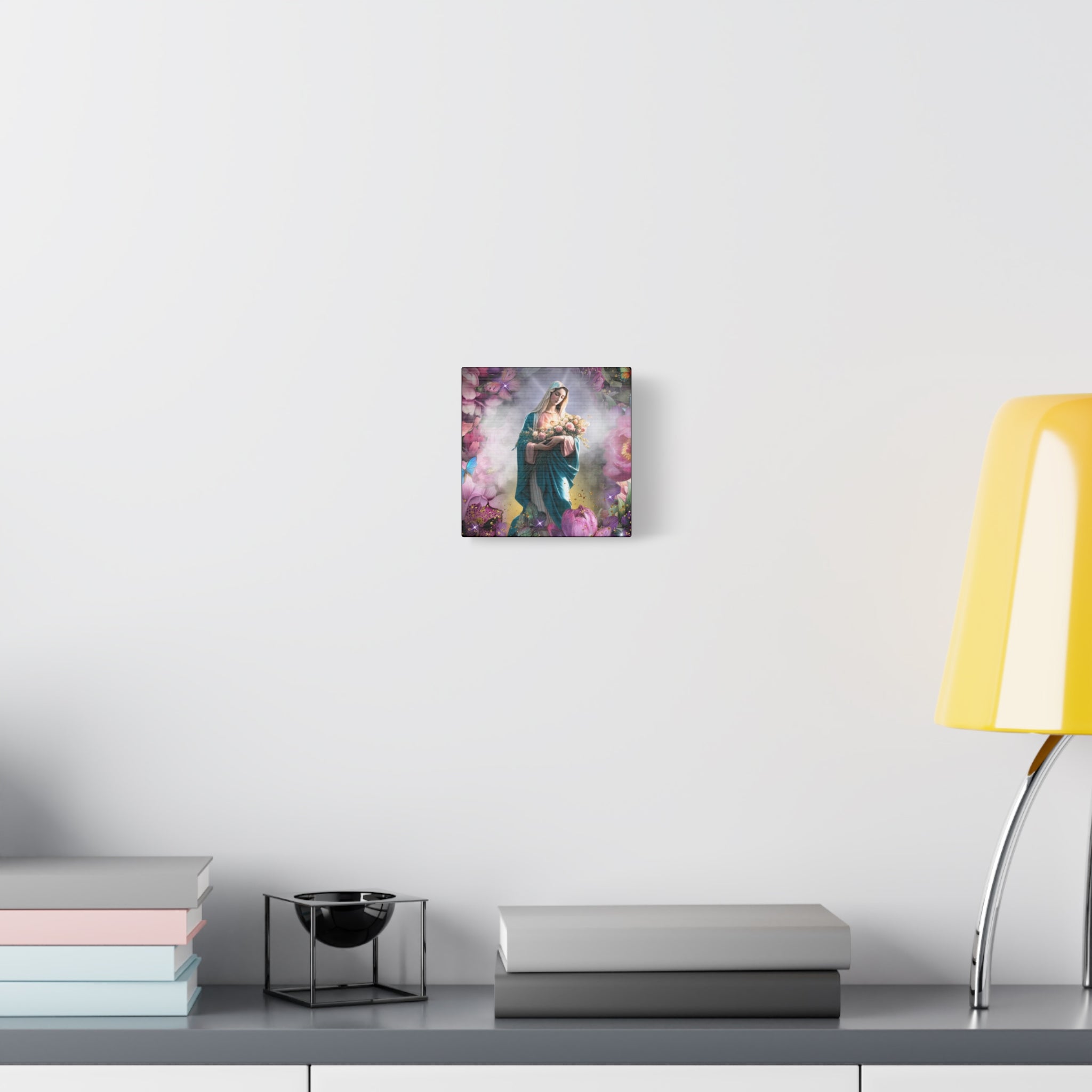 Virgin Mary Floral Portrait Canvas
