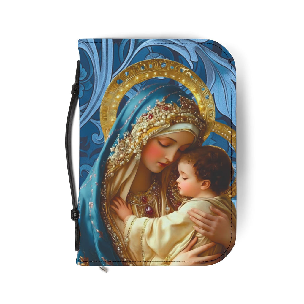 Floral Crucifix Bible Cover Vegan Leather Bible Cover with Handle & Zipper | Christian Bible Study
