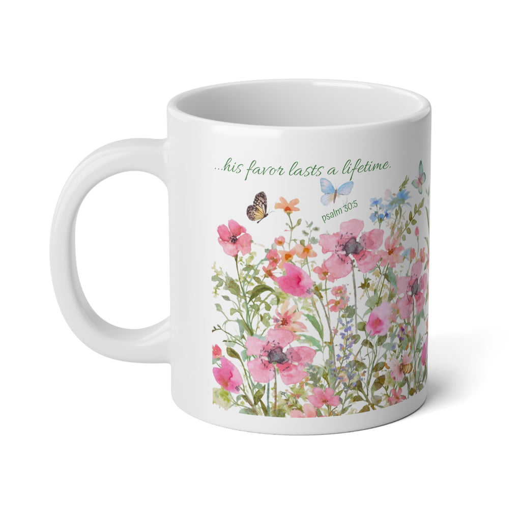 JUMBO Wildflower Floral Mug | 20oz Jumbo Ceramic Mug Coffee Lovers Gift Cup