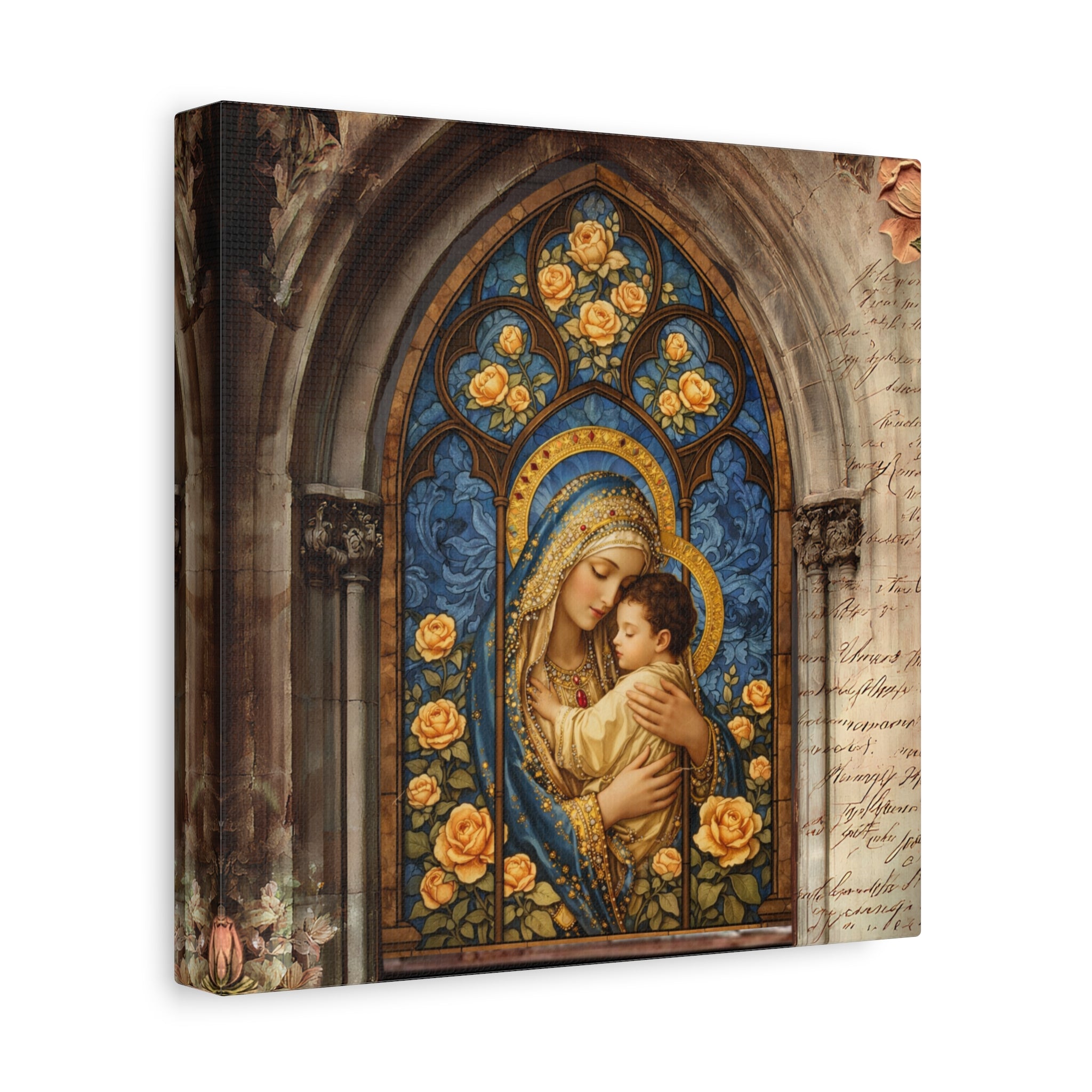Mary Stained Glass Window Canvas Wall Hanging | Matte Stretched Canvas