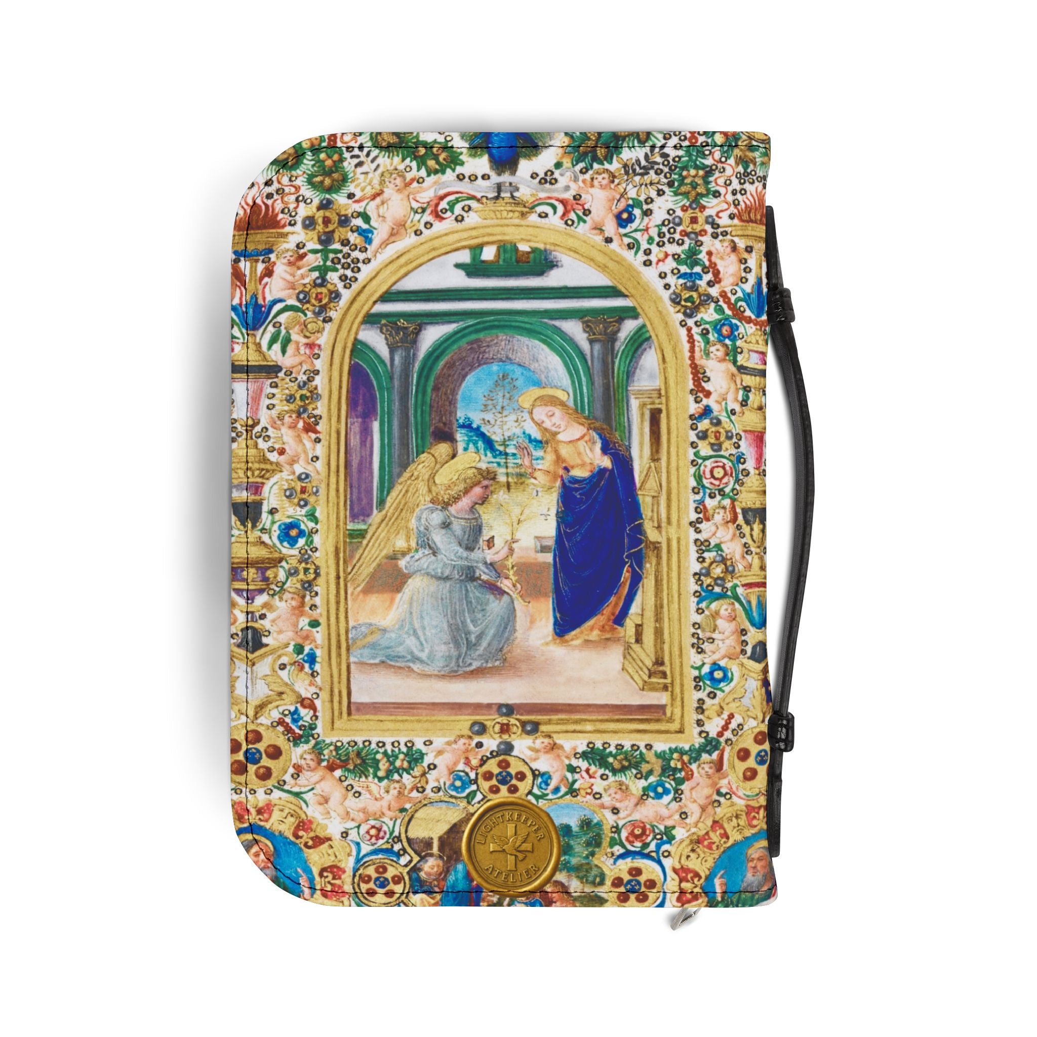 Virgin Mary Floral Icon Bible Cover | Zippered Scripture Holder Gift for Christian woman