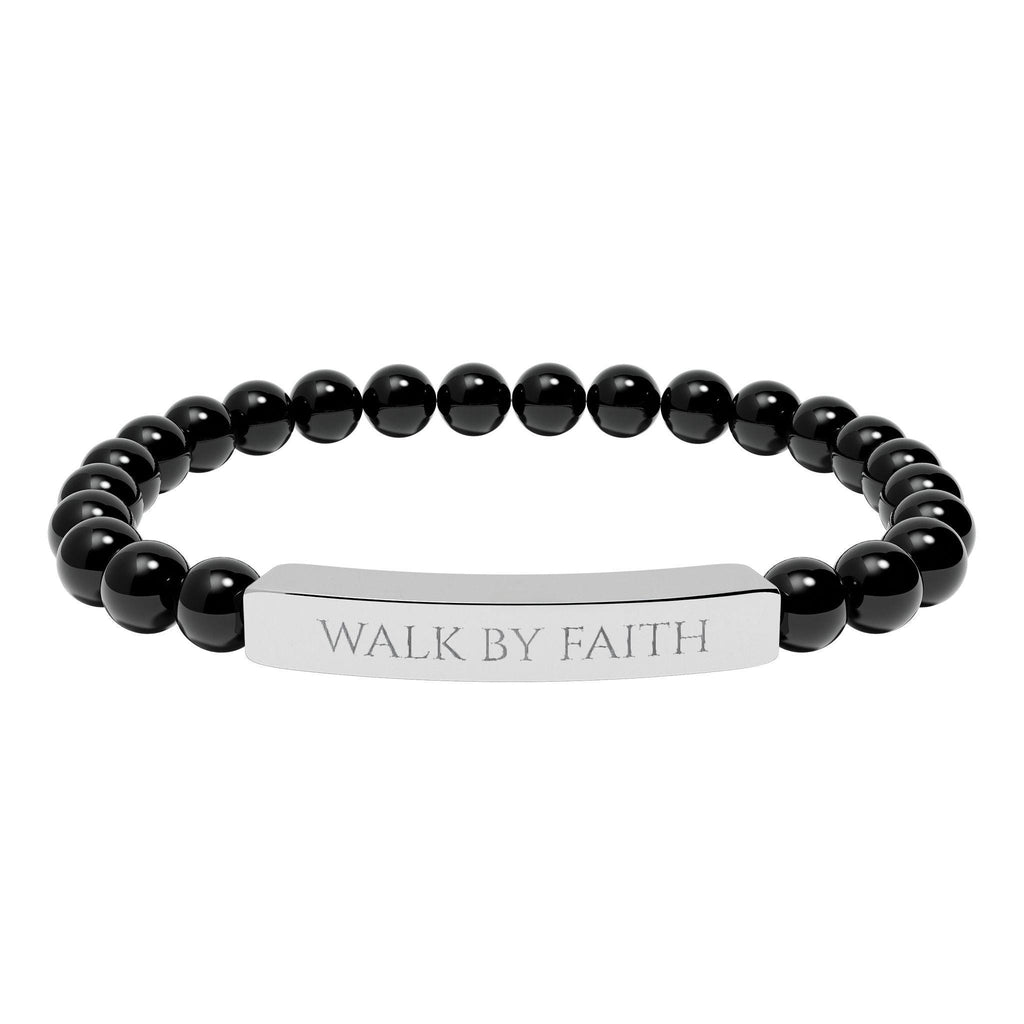 Walk By Faith bar bracelet Natural Stone Stretch Bracelet | Christian Scripture Jewelry