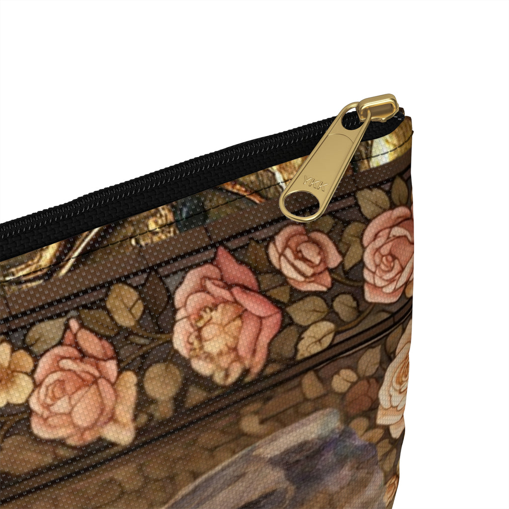 St. Thérèse Rosary Pouch Marian Roses & Doves Vegan Leather Case Accessory Pouch | Religious Rosary Makeup Bag