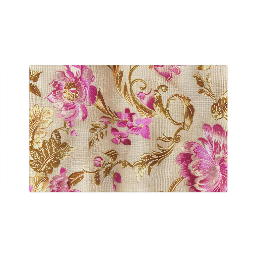 Pink Gold Floral Tea Towel | Microfiber
