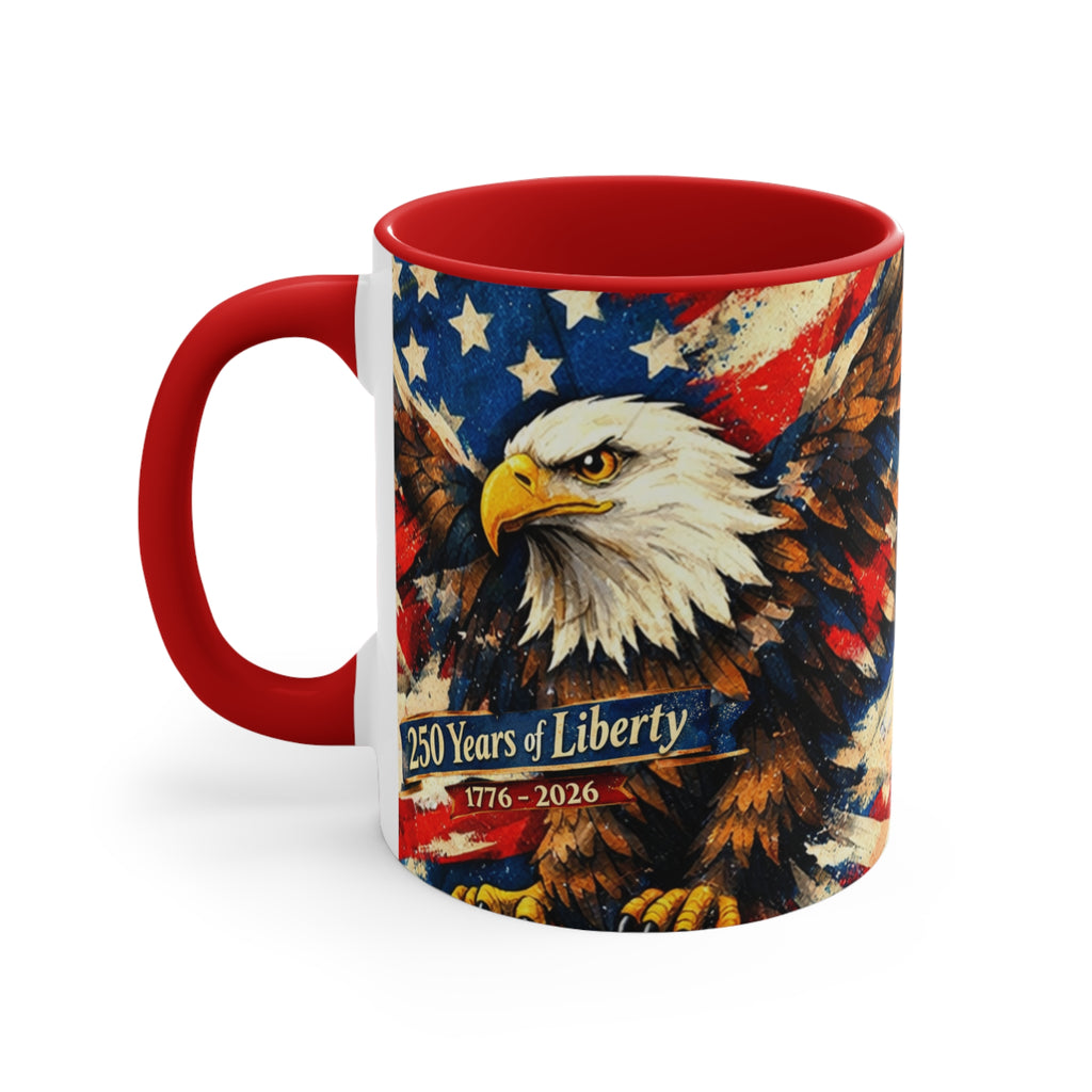 Bald Eagle with American Flag Mug | 250 Years of Liberty 1776-2026 Coffee Cup Comemorative Anniversary