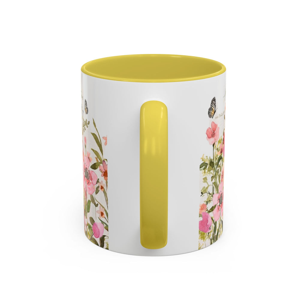 Pink Watercolor Wildflowers Mug | Butterfly Accent Scripture Coffee Cup Gift for Her