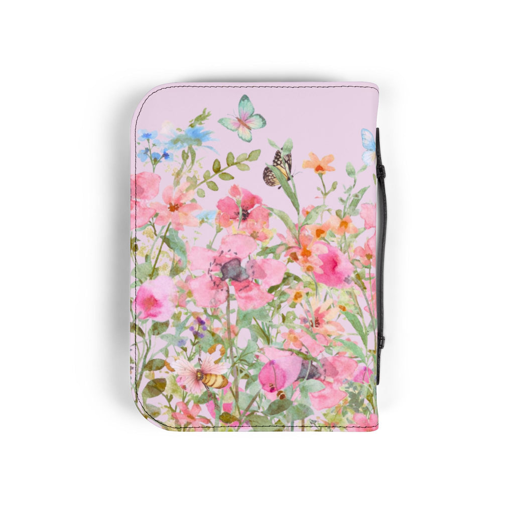 Floral Meadow Bible Cover | Pink Wildflowers, Butterflies, Missal Cover Bible Case