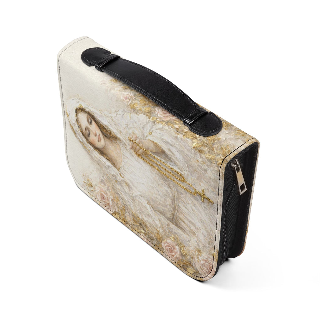 Our Lady of the Rosary Bible Cover | Zippered Scripture Organizer | Bible Carrying Case