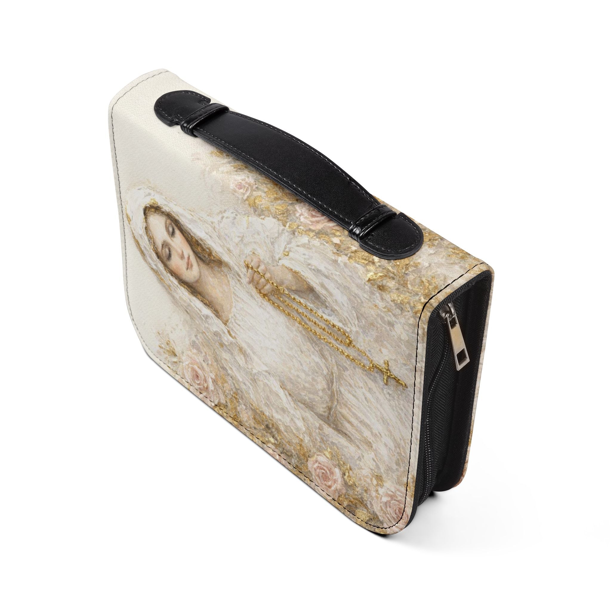Our Lady of the Rosary Bible Cover | Zippered Scripture Organizer | Bible Carrying Case