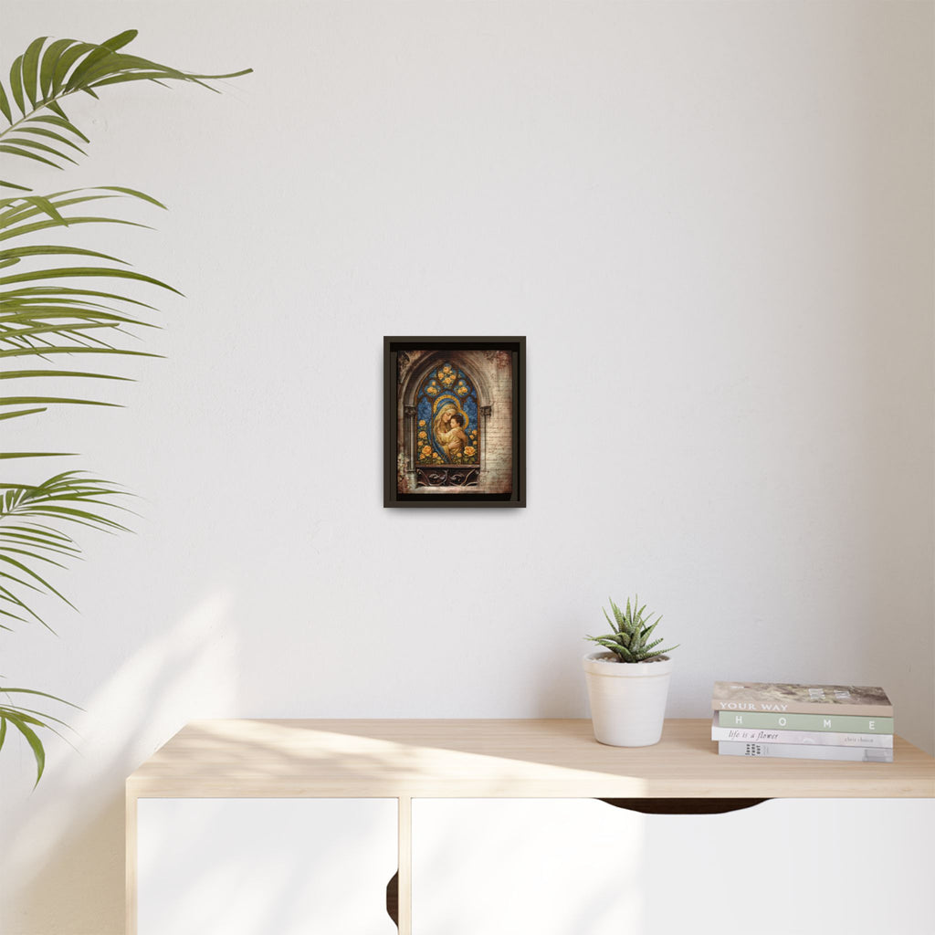 Madonna and Child Stained Glass Print Matte Canvas, Framed