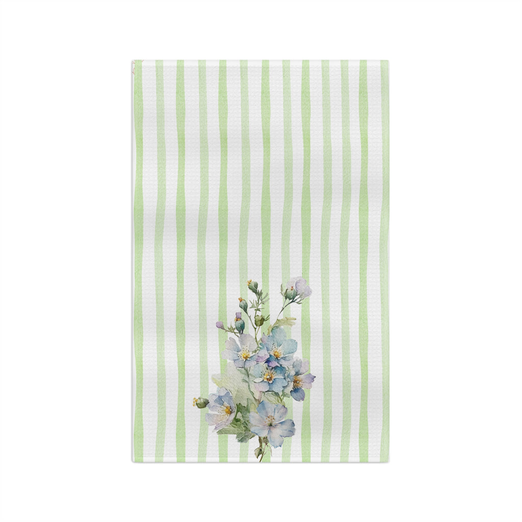 Watercolor Floral Stripes Microfiber Tea Towel | Kitchen Dish Cloth