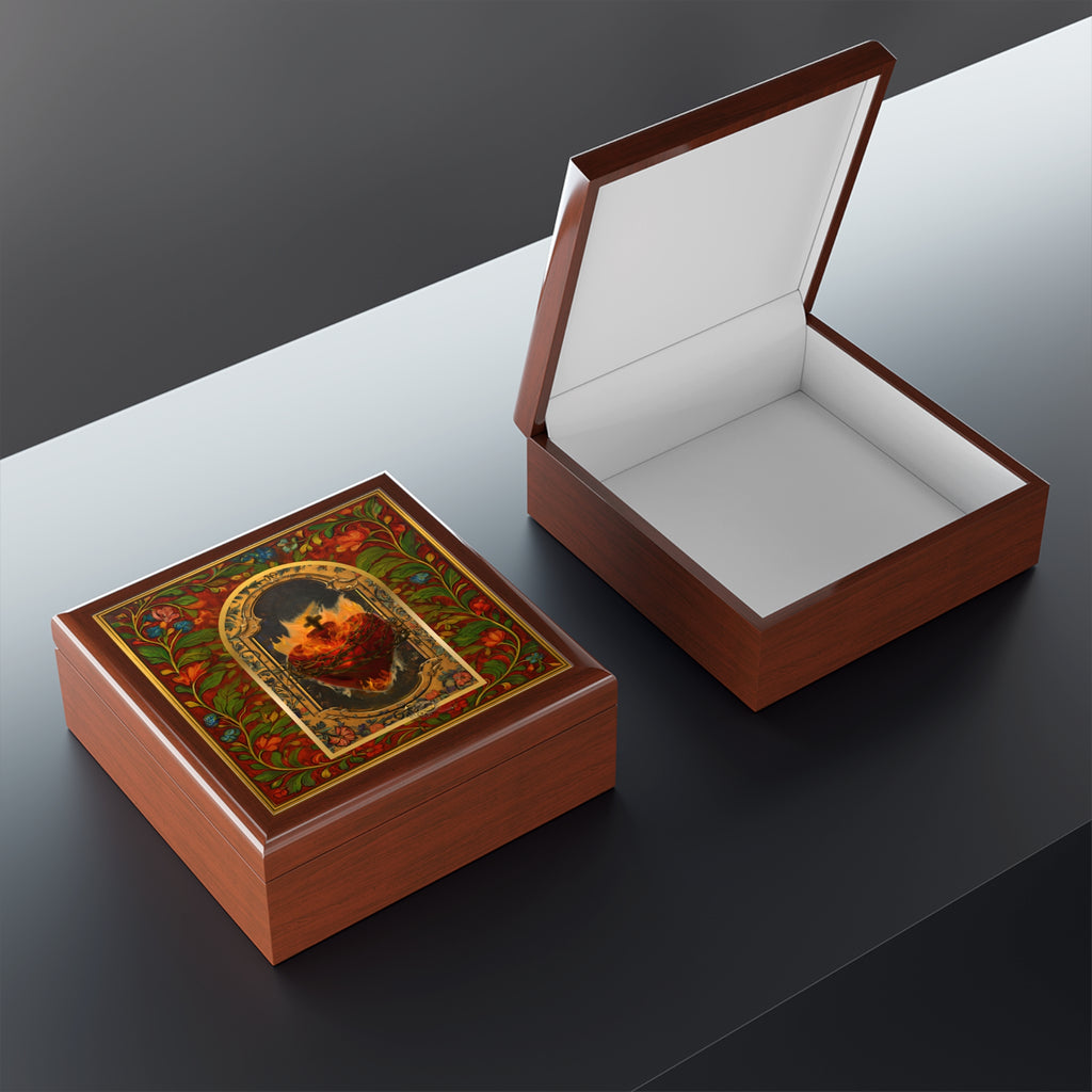 Sacred Heart of Jesus impasto painting Jewelry Box | Religious Keepsake