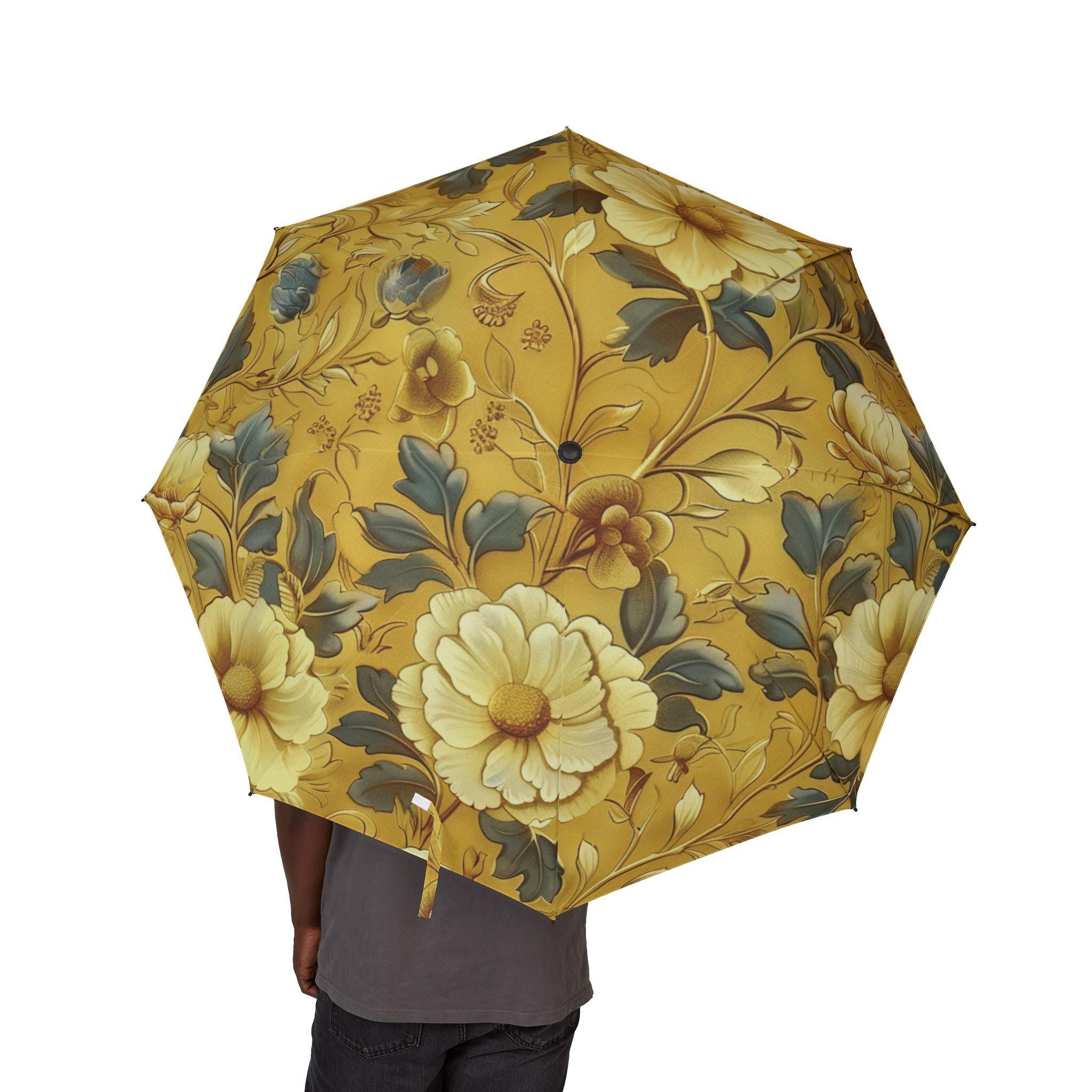 Willaim Morris Floral Shabby Chic Umbrella | Cottagecore Garden Umbrella | Compact Travel Parasol | Feminine Gift for Her | Rain Accessory