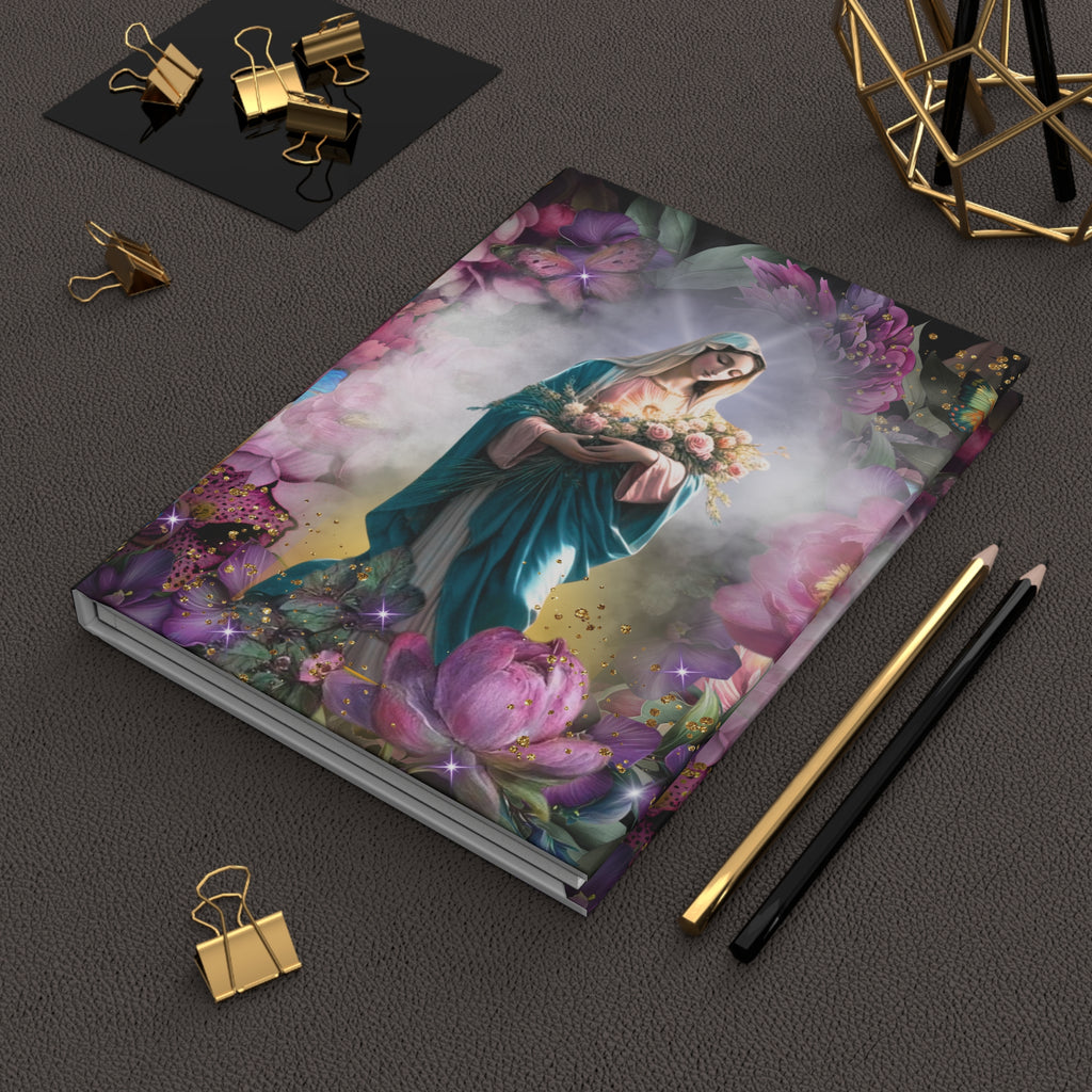 Virgin Mary Floral Journal | Hardcover Notebook, Religious Prayer Journal