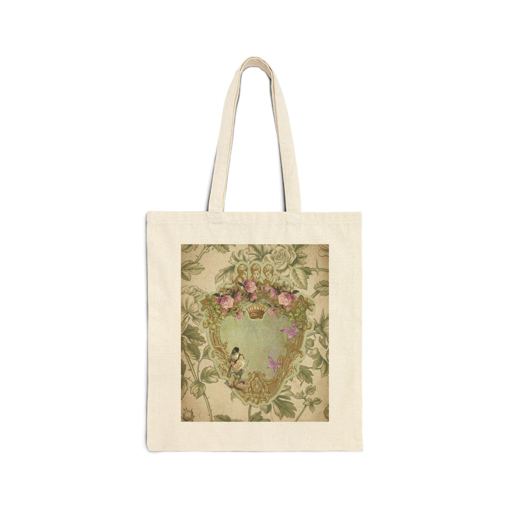 Vintage personalized Cotton Canvas Tote Bag - Green Toile