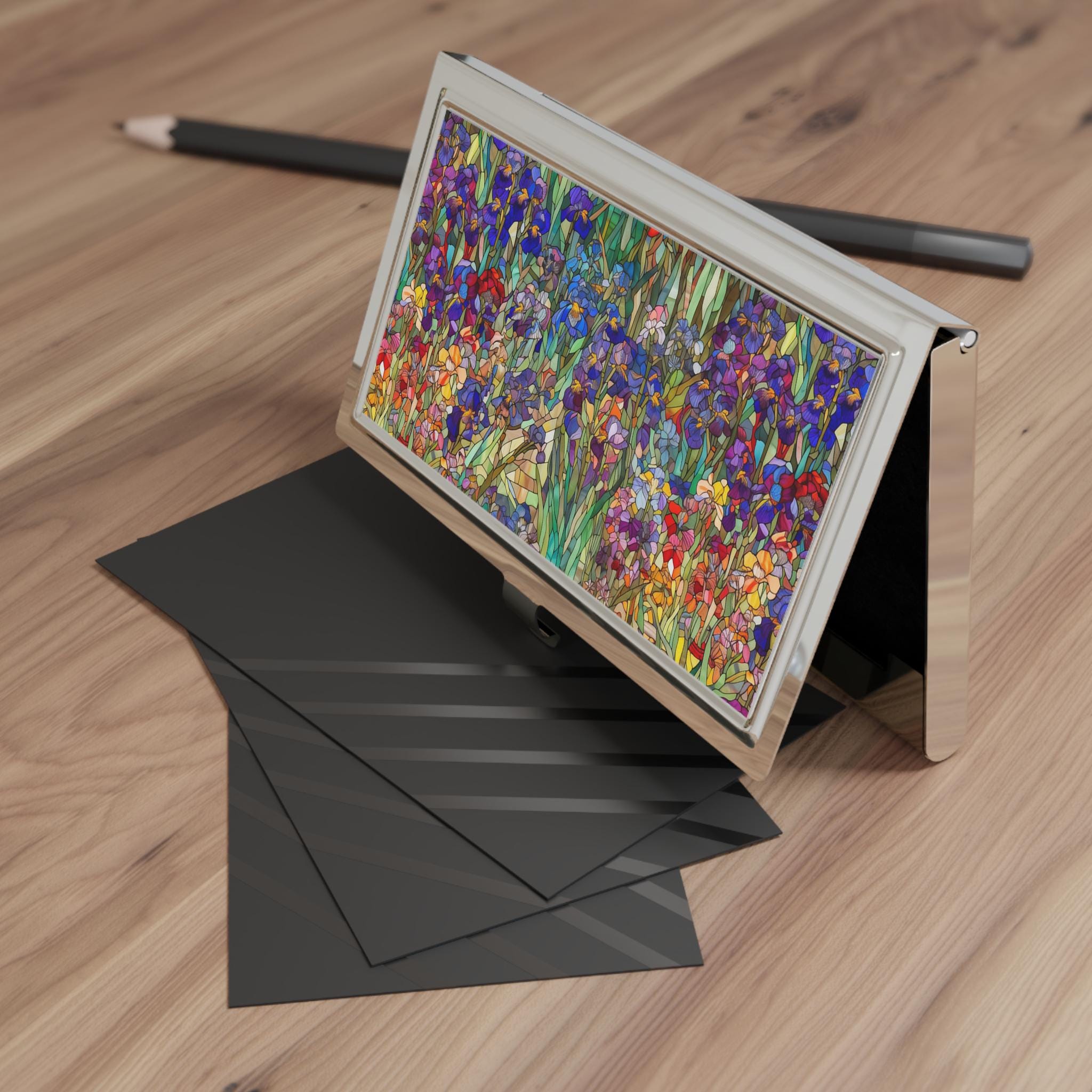 Floral Mosaic Business Card Holder | Boutique Office Gift | Elegant Card Case