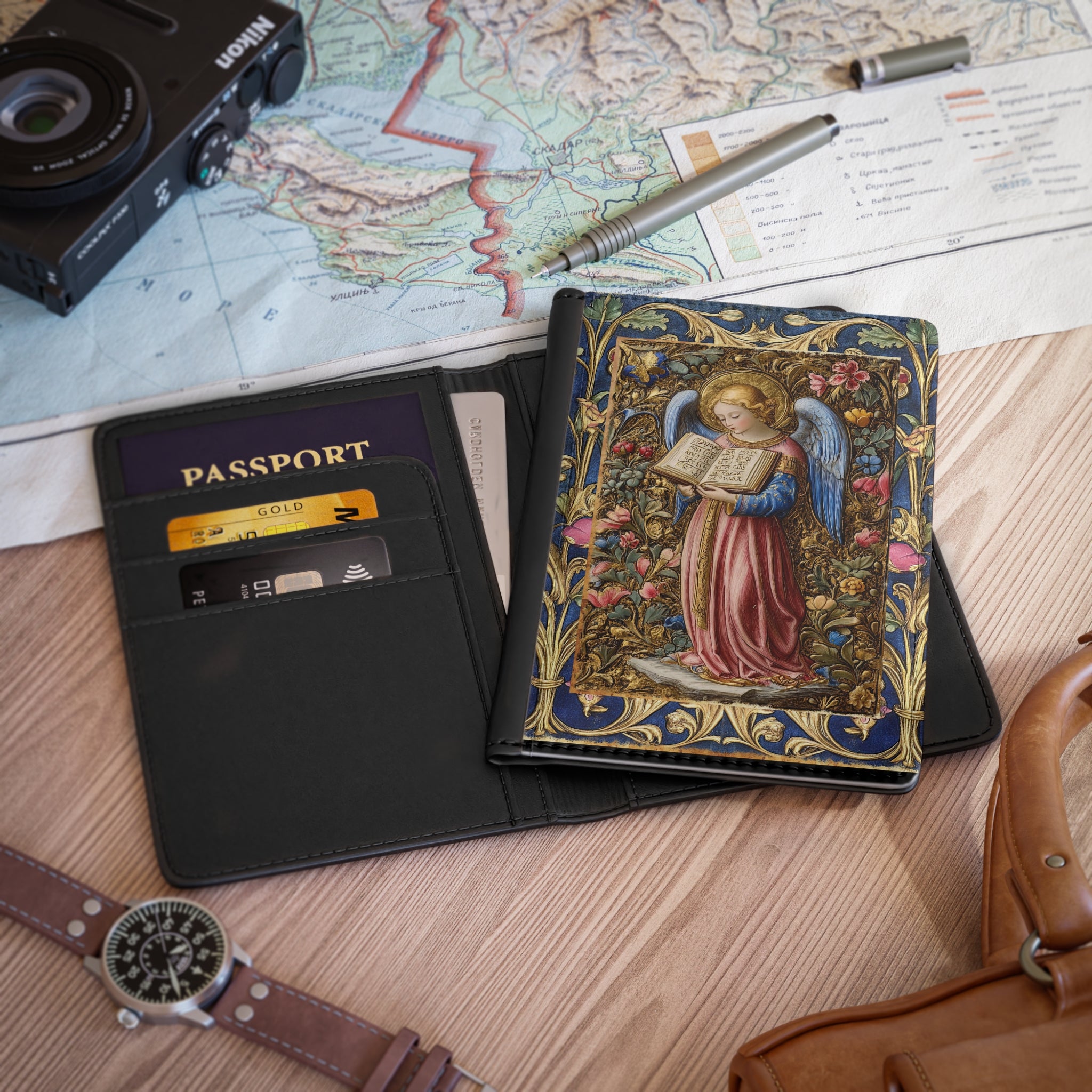 Renaissance Guardian Angel Passport Cover | RFID Blocking Travel Wallet