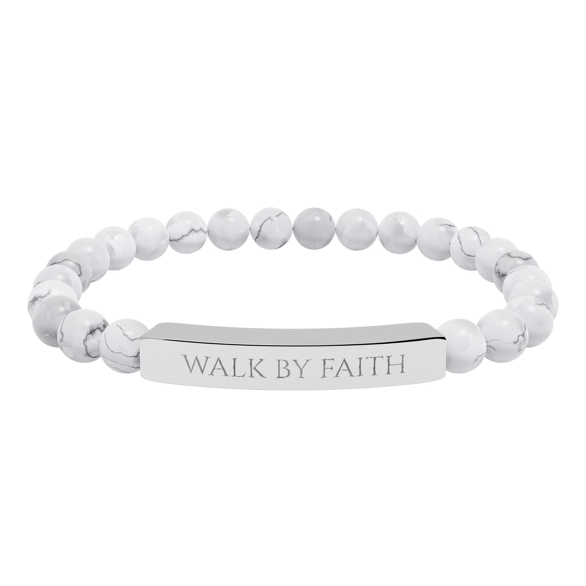 Walk By Faith bar bracelet Natural Stone Stretch Bracelet | Christian Scripture Jewelry