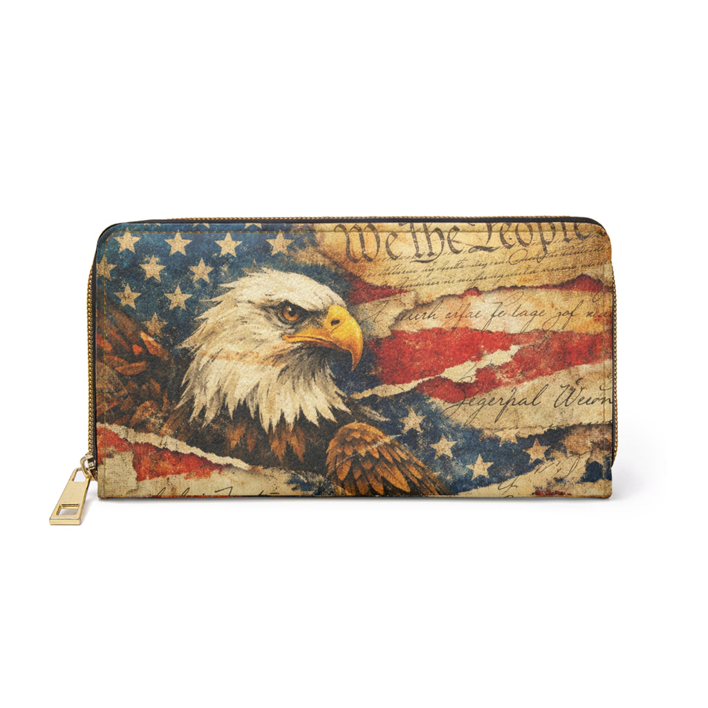 American Flag Eagle Patriotic Zipper Wallet | 250th Anniversary of the United States Clutch