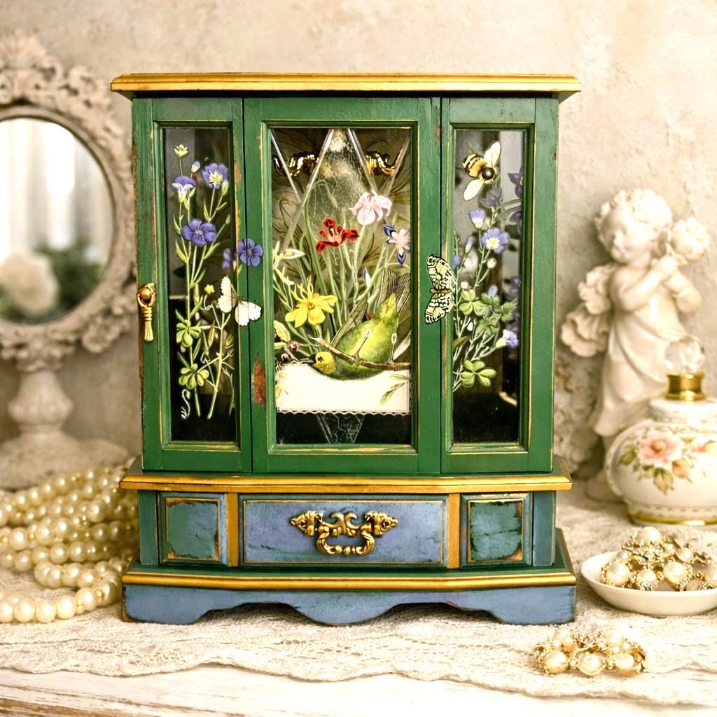 Wildflower Cottagecore Jewelry Box: Renewed Painted Jewelry Chest
